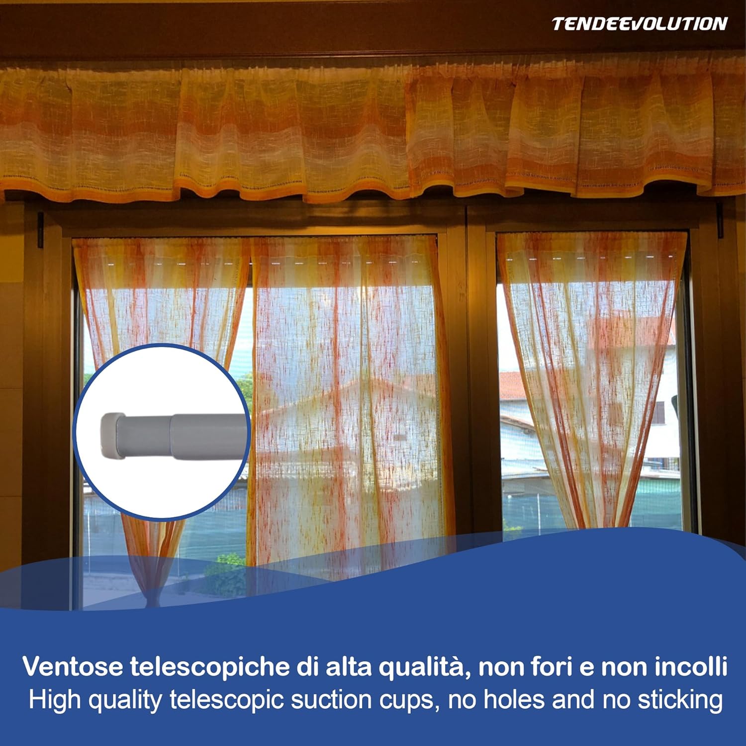 Bastoncino Tenda a Pressione Regolabile 87-150cm | Alluminio Bianco | Bacchetta a Molla Astina