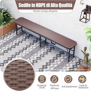 Panca da Giardino 180 cm, Panca Pieghevole da Picnic in HDPE, per Giardino Campeggio Festa, Portata 600 kg (Panca)