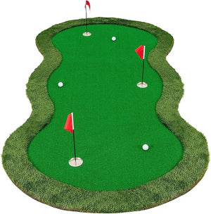 Putting Green, Tappetino da Interno per Putting con 3 Buchi e Palline da Golf, Tappetino da Golf per Casa, Ufficio, Giardino e Patio, 300 cm x 150 cm