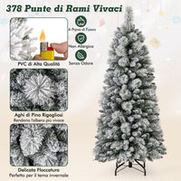 Albero di Natale Innevato 150 cm/180 cm, Albero di Natale Pop-Up con 130/170 Luci LED Bianco Caldo, Aghi di Pino, 378/517 Punte di Rami e Sezione Pieghevole & Supporto in Metallo (150 CM)