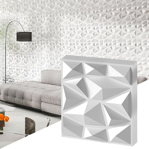 50 Pezzi 3D Pannelli Murali 30 x 30 cm, Pannello da Parete 3D Diamante, Decorazione Interna da Parete in PVC, 4,5 m², per Soggiorno Camera da Letto (4,5㎡,Bianco)