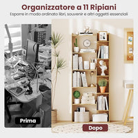 Libreria a 6 Ripiani, Scaffale Alto Salvaspazio in Legno, Libreria Moderna per Studio, Ufficio, Soggiorno e Camera da Letto, 69 x 22 x 163 cm (Naturale)