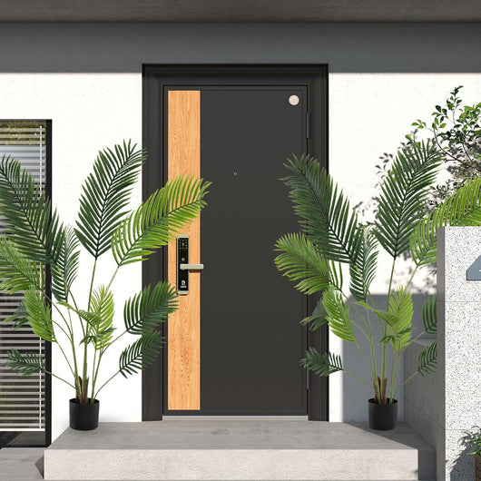 Set di 2 piante artificiali con vaso finto palma con rami e foglie realistiche, pianta decorativa in plastica per ingresso, soggiorno, balcone (140 cm)