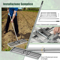 Rastrello Livellatore per Prato, Attrezzo per la Livellatura del Prato con Manico Ergonomico, Livellatrice per Giardino, Cortile, Campo da Golf, Fattoria e Pascolo (Argento 91 x 25 cm)