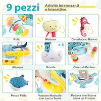 Jumperoo per Bambini, Centro attività Saltella con Altezza Regolabile, Gioco Saltellante con Sedile Girevole a 360°, Saltarello per Neonati con Luci e Suoni per Bambini 6+ Mesi (Azzurro)