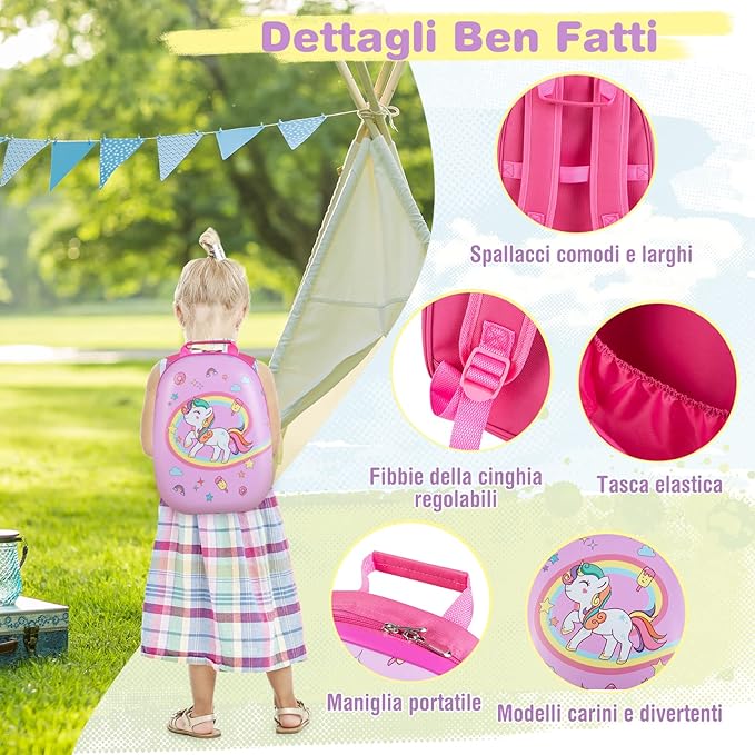 Set di Valigia per Bambini, 16" Valigia+ 12" Zaino, 2 Pezzi, con Ruote Girevoli a 360° e Maniglia Retrattile, Ideale per Viaggiare in Modo Comodo e Divertente (Modello 21)