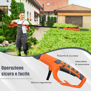 Motosega Telescopica Elettrica da 212-286 cm, Motosega Multiangolare con Testa Regolabile, Installazione senza Attrezzi, Leggera e con Cavo per Taglio di Rami e Legno