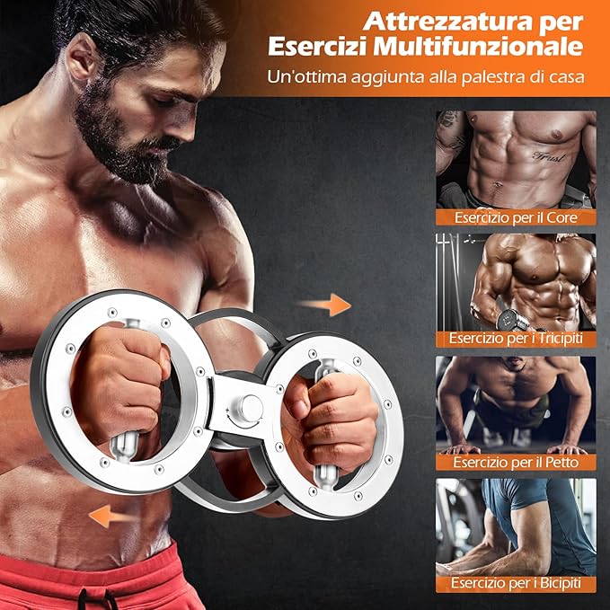 Allenatore per la Forza delle Braccia a Rotazione 360°, Attrezzatura Brucia Grassi Muscolare Avambraccio da 5,4 kg con Resistenza Regolabile, Addestratore di Forza per Casa e Palestra