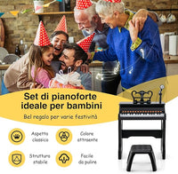 Set Pianoforte Elettrico per Bambini a 37 Tasti, Tastiera Digitale con Microfono Regolabile, Supporto per Spartiti Rimovibile, Funzioni di Record e Playback, per Bambini 3+ Anni (Nero)