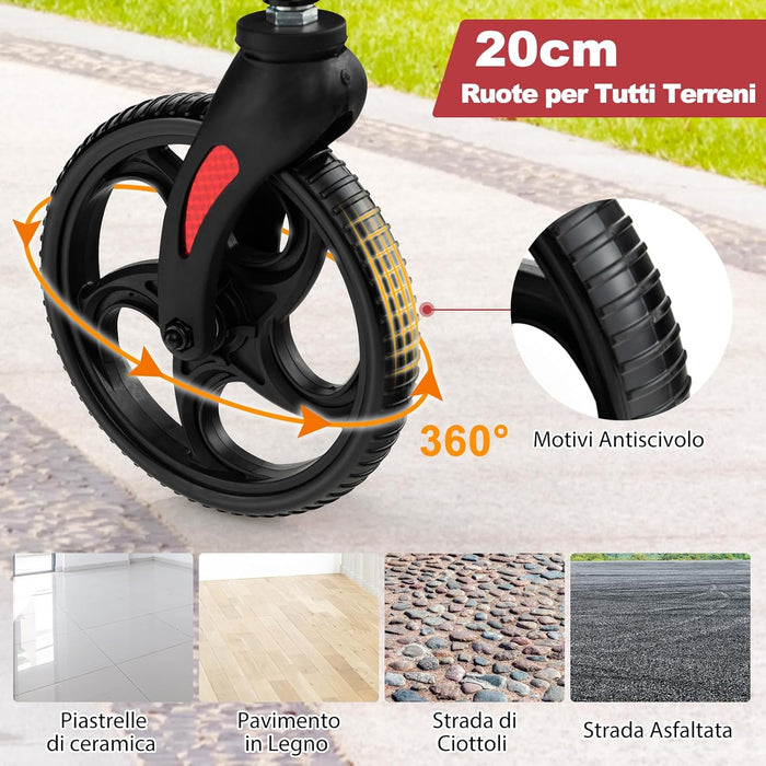 Deambulatore Multiuso 2 in 1, Deambulatore per Anziani in Alluminio con Altezza Regolabile a 6 Livelli, Poggiapiedi Pieghevole (Rosso)