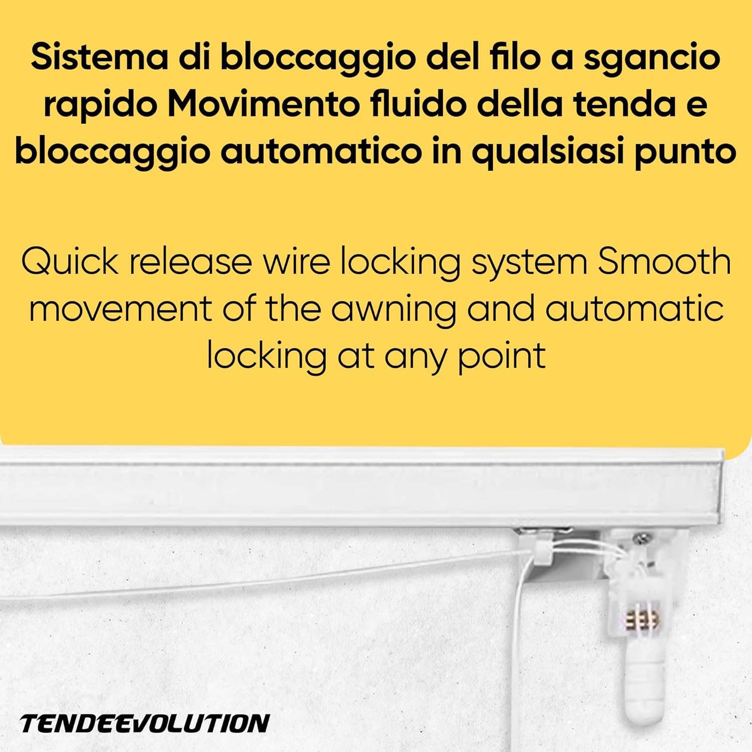 Bastone Binario per Tenda A Pacchetto A Vetro Professionale a 3 Calate in Alluminio Bianco Lunghezza 110 CM Comando a sinistra, attacco serramento