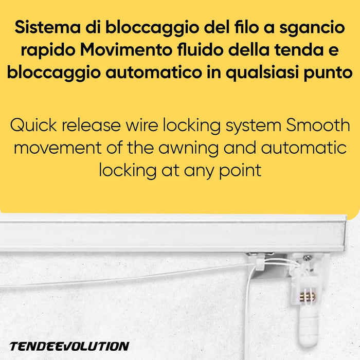 Bastone Binario per Tenda A Pacchetto A Vetro Professionale a 3 Calate in Alluminio Bianco Lunghezza 110 CM Comando a sinistra, attacco serramento