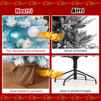 Albero di Natale Artificiale Mini 90 cm, Albero di Natale Innevato da Tavolo con 12 Palline di Cotone Naturale, 24 Palline Decorative e Rami Imbiancati, Decorazione per Feste (Celeste)