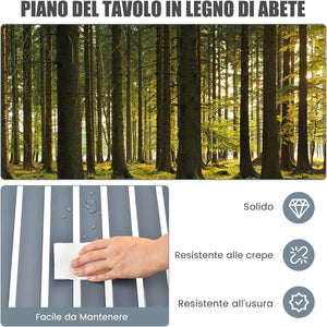 Tavolo da Campeggio Pieghevole per Esterni, Tavolo Picnic in Legno con Borsa Portatile, Tavolo da Campeggio Multifunzione per Spiaggia, Picnic, Pesca, Barbecue, 69 x 69 x 42 cm (Grigio)
