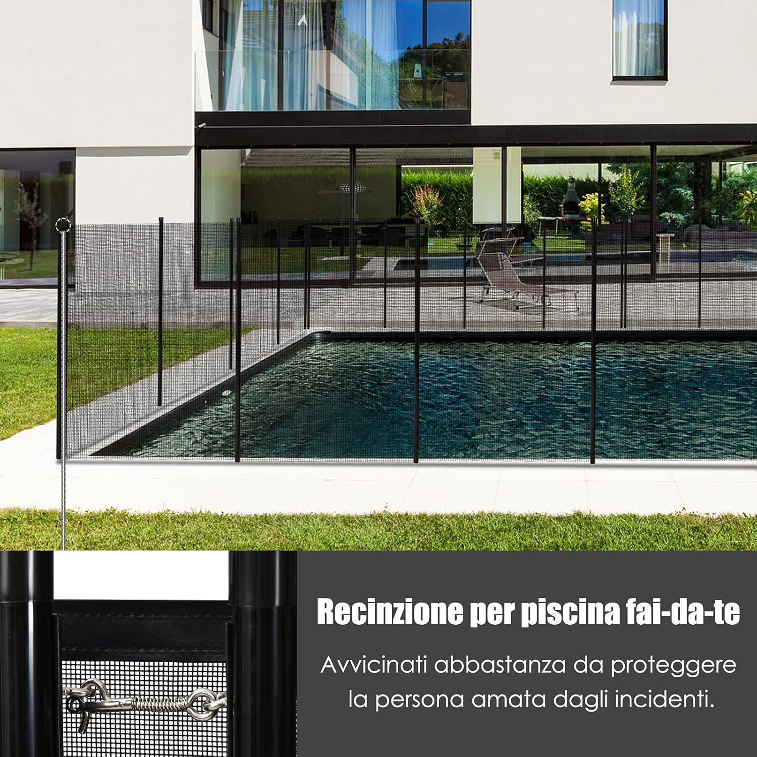 Recinzione di Protezione per Piscina, Barriera Protettiva, Cancelletto di Sicurezza per Piscina, 360 x 125 cm