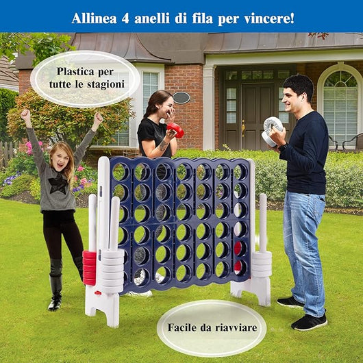 Forza 4 Gigante per Bambini e Adulti, Set Forza 4 per Interni ed Esterni, Gioco Familiare per Feste e Vacanze, 120 x 42 x 104 cm