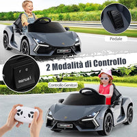Lamborghini 12V Auto Elettrica per Bambini, Veicolo Elettrico Cavalcabile con Telecomando Luci LED Musica, 3-5 Km/h, per Bambini 37-95 Mesi (Grigio)