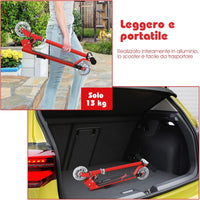 Monopattino Bambini, Monopattini a Spinta Pieghevole e Regolabile in 3 Altezze, con 2 Ruote Lampeggianti, Freno e Cavalletto, Portata 70 kg