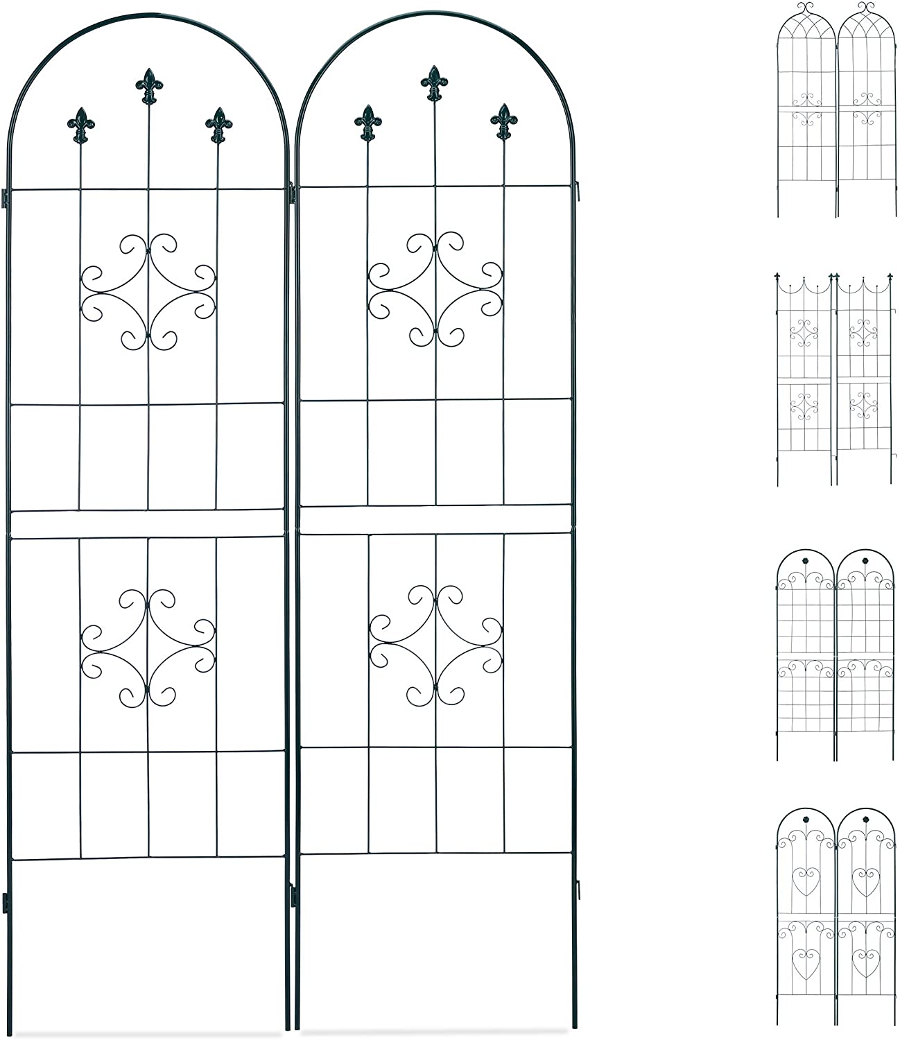 Recinzione a traliccio per piante rampicanti ad arco da giardino in ferro set da 2 verde 13_0002896_4