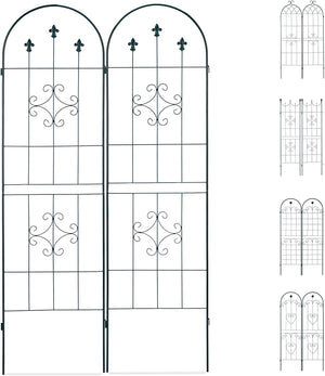Recinzione a traliccio per piante rampicanti ad arco da giardino in ferro set da 2 verde 13_0002896_4