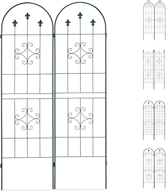 Recinzione a traliccio per piante rampicanti ad arco da giardino in ferro set da 2 verde 13_0002896_4