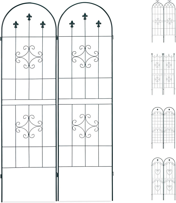 Recinzione a traliccio per piante rampicanti ad arco da giardino in ferro set da 2 verde 13_0002896_4