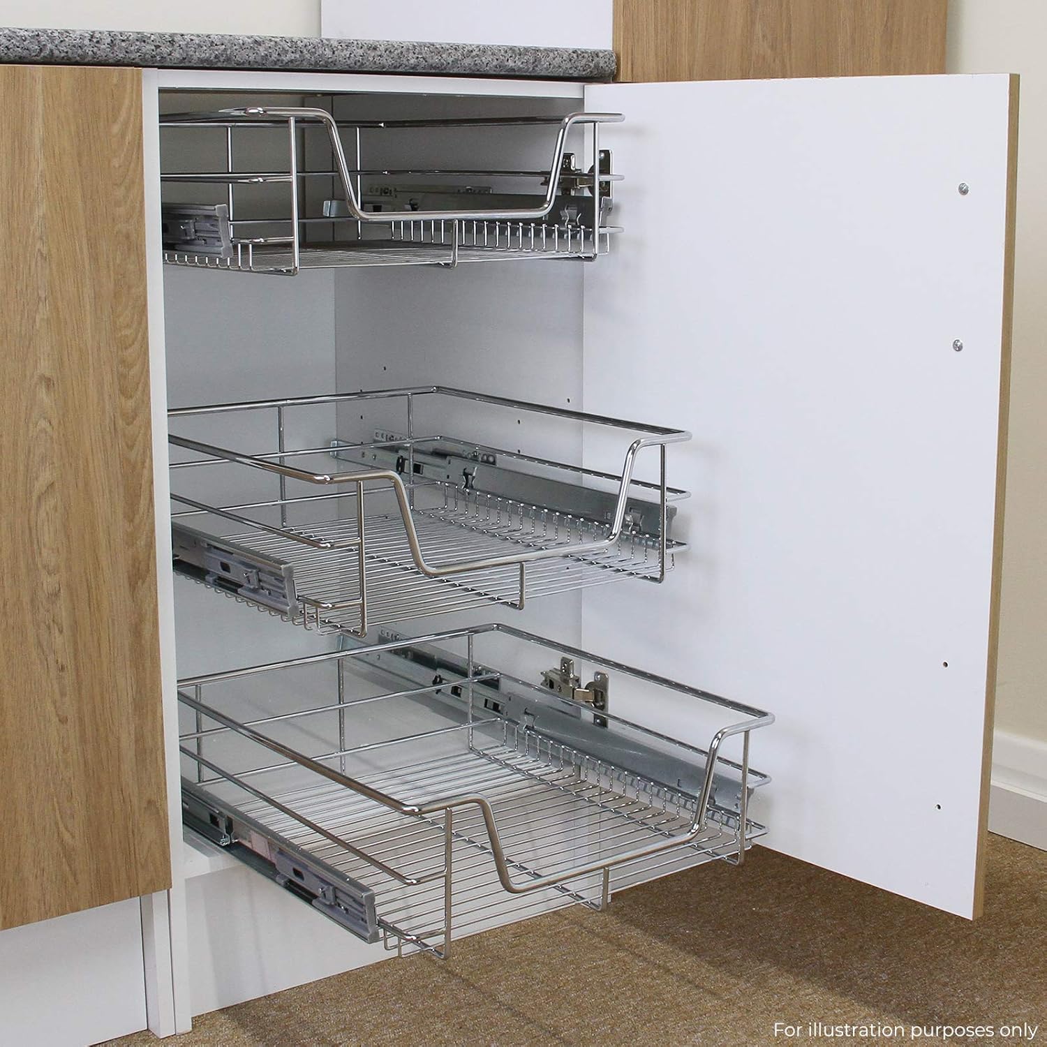 Tirare Fuori Cestini in Acciaio da Cucina Cestelli Organizzazione Credenza da 30cm