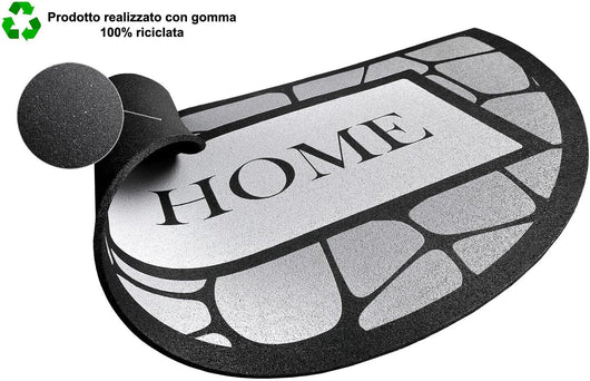 Zerbino Gomma Sostenibile 40X70 Antiscivolo Ingresso Interno Esterno Moderno Semiluna Dis.MA