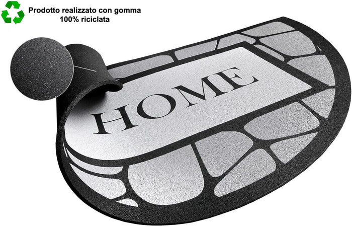 Zerbino Gomma Sostenibile 40X70 Antiscivolo Ingresso Interno Esterno Moderno Semiluna Dis.MA