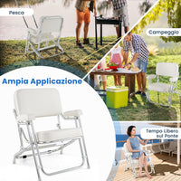 Sedia da Barca Pighevole, Sedia da Spiaggia in Alluminio con Seduta Imbottita, Poltrona Portatile per Esterni, Piedini Antiscivolo, Sedia da Campeggio Portata 150 kg