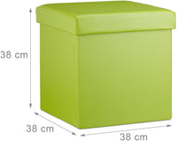 Sgabello ottomano panca pieghevole contenitore stabile sintetico 38 cm verde 13_0002806_7