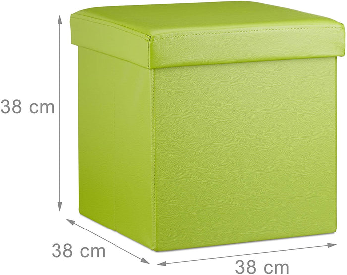 Sgabello ottomano panca pieghevole contenitore stabile sintetico 38 cm verde 13_0002806_7