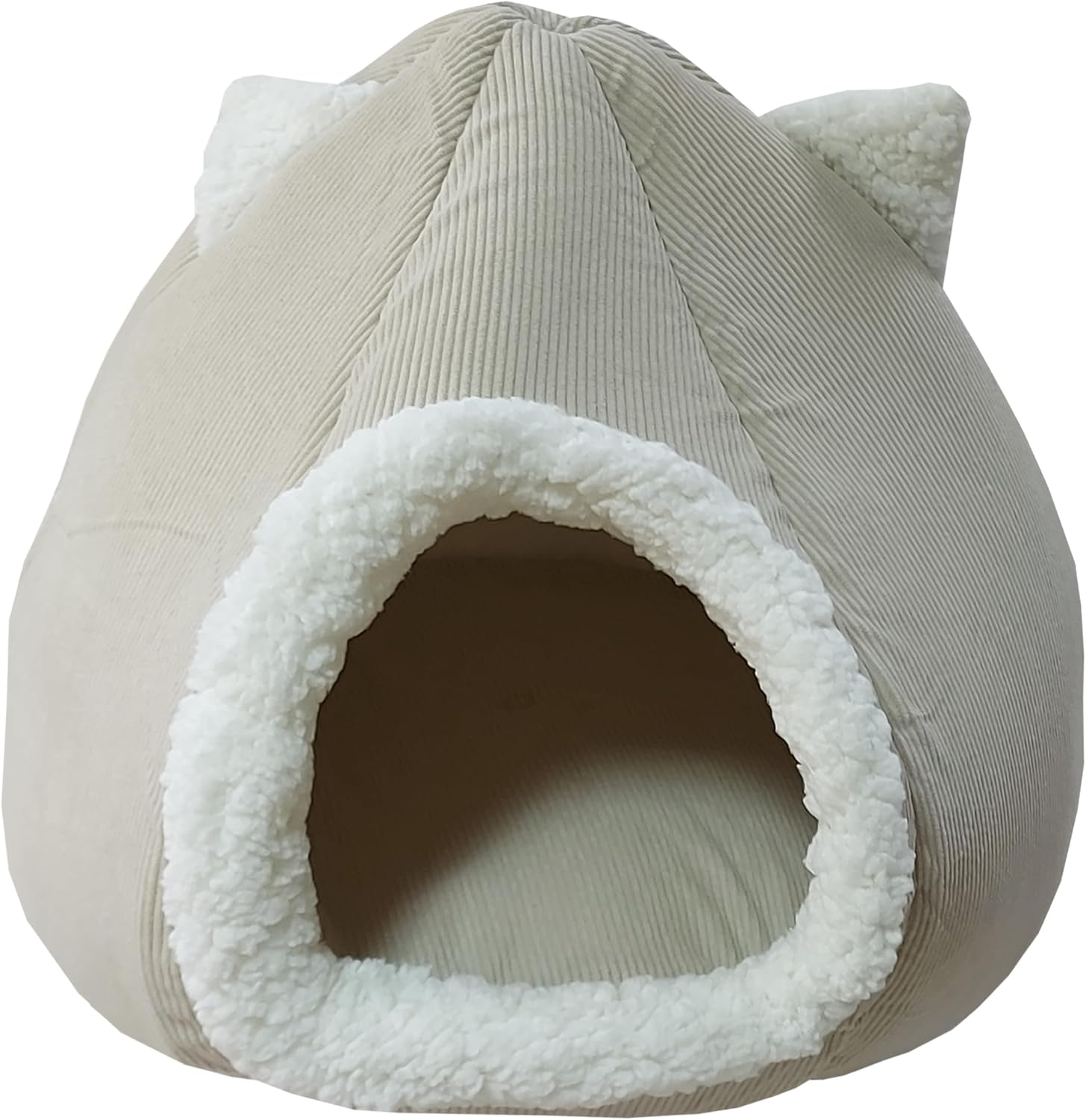 Cuccia Premium per cani e gatti - Letto morbido e confortevole - Base antiscivolo - Resistente e Facile da lavare (with ears-Beige)
