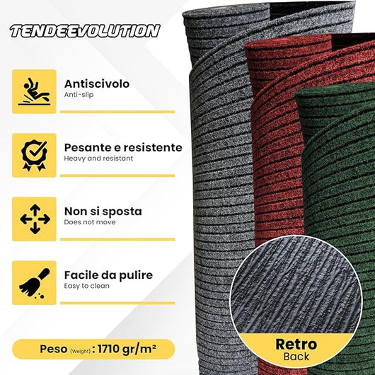 Tappeto Zerbino Verde Antiscivolo, Altezza 2M - Vendita al Metro, Resistente, Interno/Esterno, Camper, Barche
