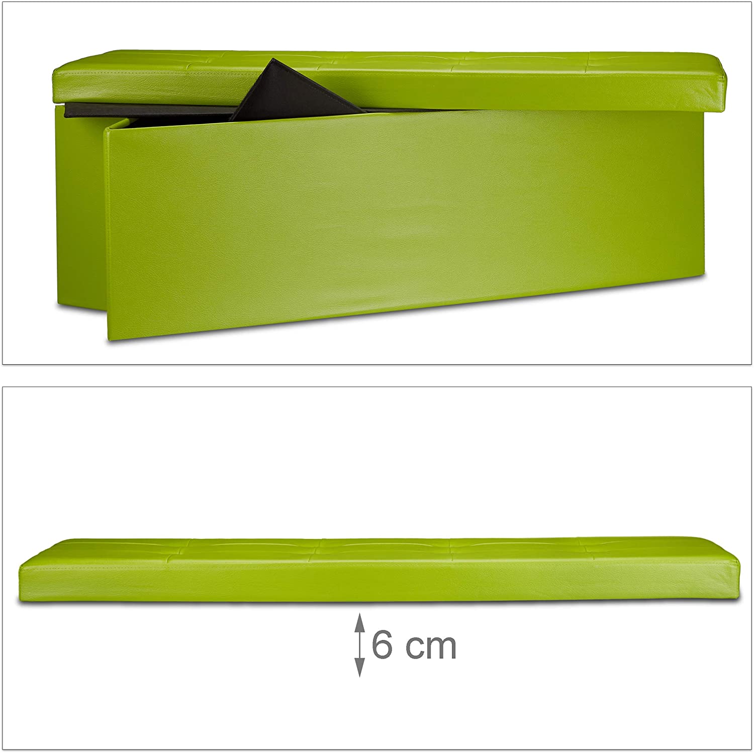 Sgabello pieghevole sintetico pouf contenitore pieghevole 114 cm verde 13_0002807_2