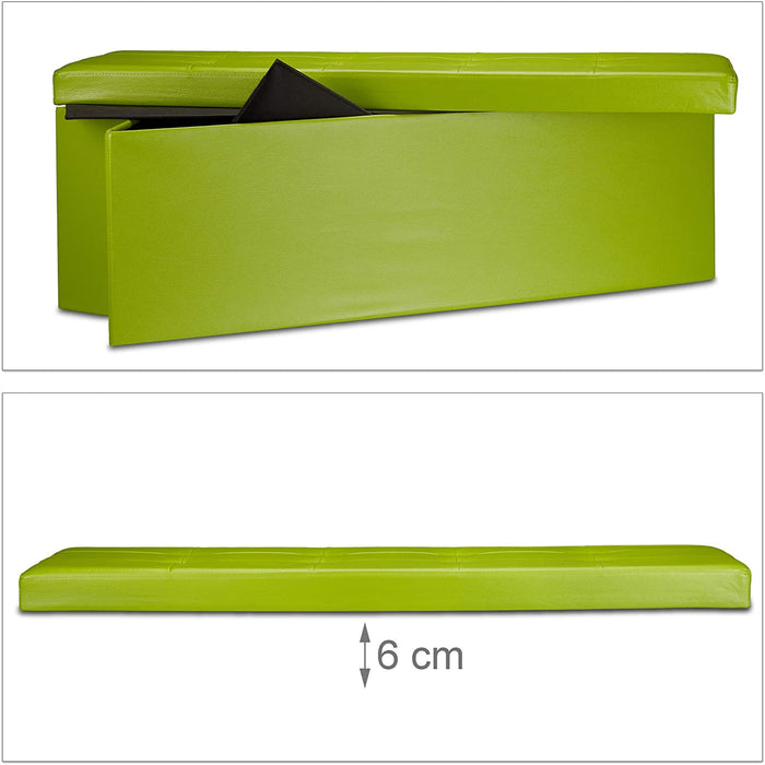 Sgabello pieghevole sintetico pouf contenitore pieghevole 114 cm verde 13_0002807_2