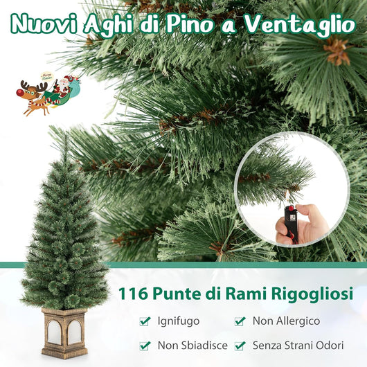 Albero di Natale Artificiale da 120 CM con Aghi di Pino, Albero di Natale con 116 Punte di Ramo, 100 Luci LED, 3 Modalità Dinamiche, Timer, Luminosità Regolabile e Telecomando