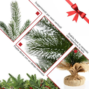 Mini Albero di Natale 50 cm, Albero di Natale Piccolo con Rami in PE, Base Stabile di Cemento, per Casa, Ufficio e Negozio