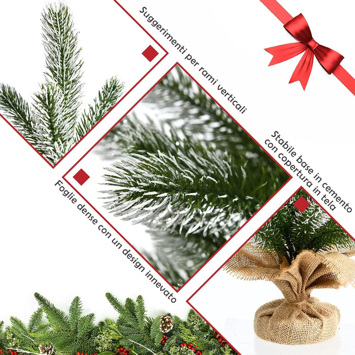 Mini Albero di Natale 50 cm, Albero di Natale Piccolo con Rami in PE, Base Stabile di Cemento, per Casa, Ufficio e Negozio