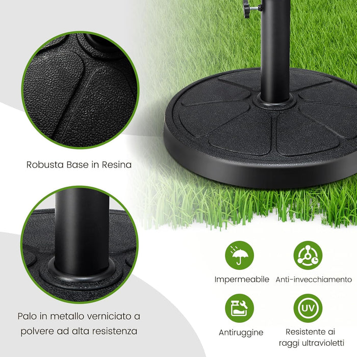 Base Ombrellone da Esterno 14 kg, Supporto Rotondo per Ombrellone 45 CM con Diametro Palo 38/48 MM, Base per Ombrellone Robusta da Giardino Terrazzo Esterno