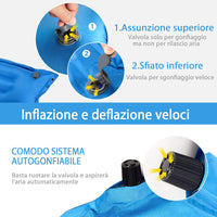 Materassino Campeggio Autogonfiabile per 2 Persone, Materassino da Campeggio Doppio con Cuscino, Veloce da Gonfiare e Sgonfiare, Impermeabile, per Spiaggia, Montagna e Campeggio (Blu)