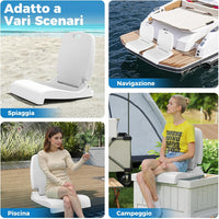 Sedia da Piscina Esterno, Sedia Pieghevole con Maniglia e Supporto, Foro di Drenaggio, Struttura in PE, Design Leggero per Spiagga, Campeggio, Pesca, Portata 100 kg