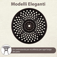 Tavolino da Giardino in Alluminio Pressofuso, Tavolino Rotondo da 79 cm con Foro per Ombrellone, Ripiano Inferiore, per Giardino, Portico e Balcone, Portato Totalo 90 kg