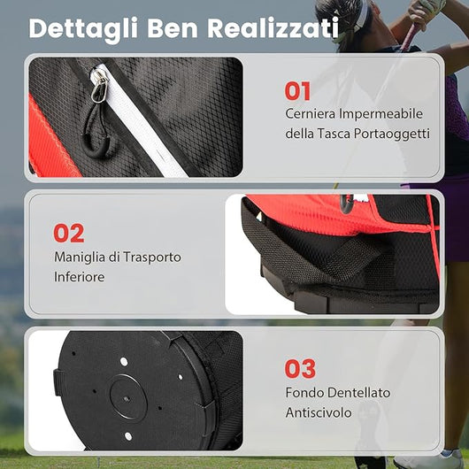Borsa da Golf con Divisori Superiori a 14 Vie, 9 Tasche, Tasca Termica, Tasca per Scarpe, Porta Ombrello, Doppia Tracolla e Cappuccio Antipioggia, Sacca da Golf per Uomo e Donna