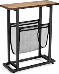 Tavolino di Servizio a 2 Livelli, Tavolino Laterale in Stile Industriale, Comodino Retrò con Porta Riviste, Tavolino da Caffè per Salone Camera da Letto e Ufficio, 45 x 18 x 54,5 cm