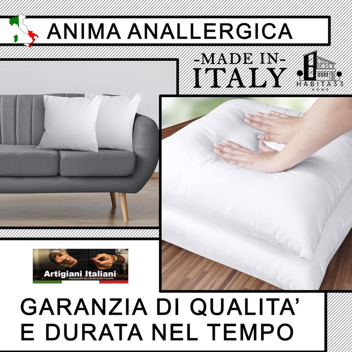 Set 4 Imbottiture Cuscini Divano 45 cm, Anima Anallergica, Cuscino Morbido per Arredo, Cuscino Interno Made in Italy (4 Imbottiture, 45x45 Cm)