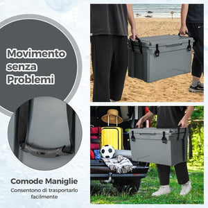 Frigorifero Portatile da 47 Litri, Frigo da Campeggio con Portabicchieri Integrati, Freddo Portatile con Manico, Fino 5-7 Giorni, Regolo e Apribottiglie, per, Campeggio, Picnic, Pesca