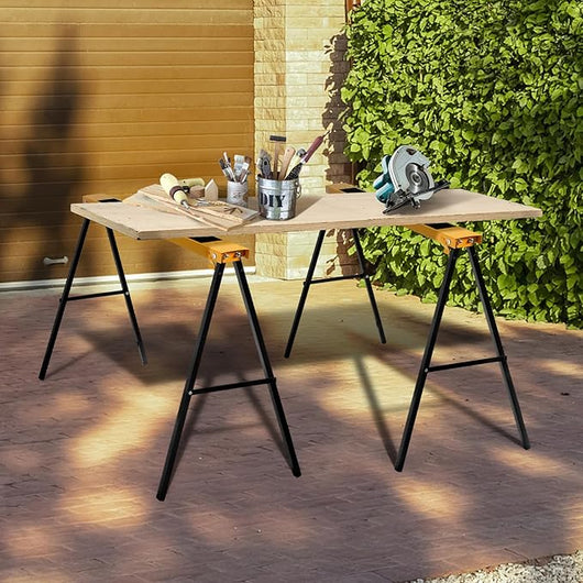 2 Cavalletti da Lavoro Pieghevoli, Coppia di Cavalletti in Metallo per Segare, Carico Fino a 275 kg (Modello 1)