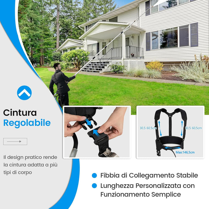 550 cm Kit di Prolunga per Idropulitrici, Lancia Telescopica per Idropulitrice con 5 Ugelli 2 Adattatori Accoppiatore Girevole e Imbracatura di Supporto, 4000PSI