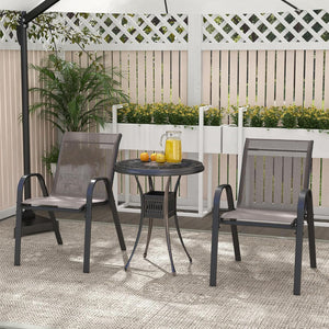 Set di 2/4 Sedie da Giardino, Poltrone in Tessuto Textilene per Esterno, Sedie Impilabili con Gambe in Metallo, Portata 150 kg, 56 x 70 x 84 cm (Grigio,2)